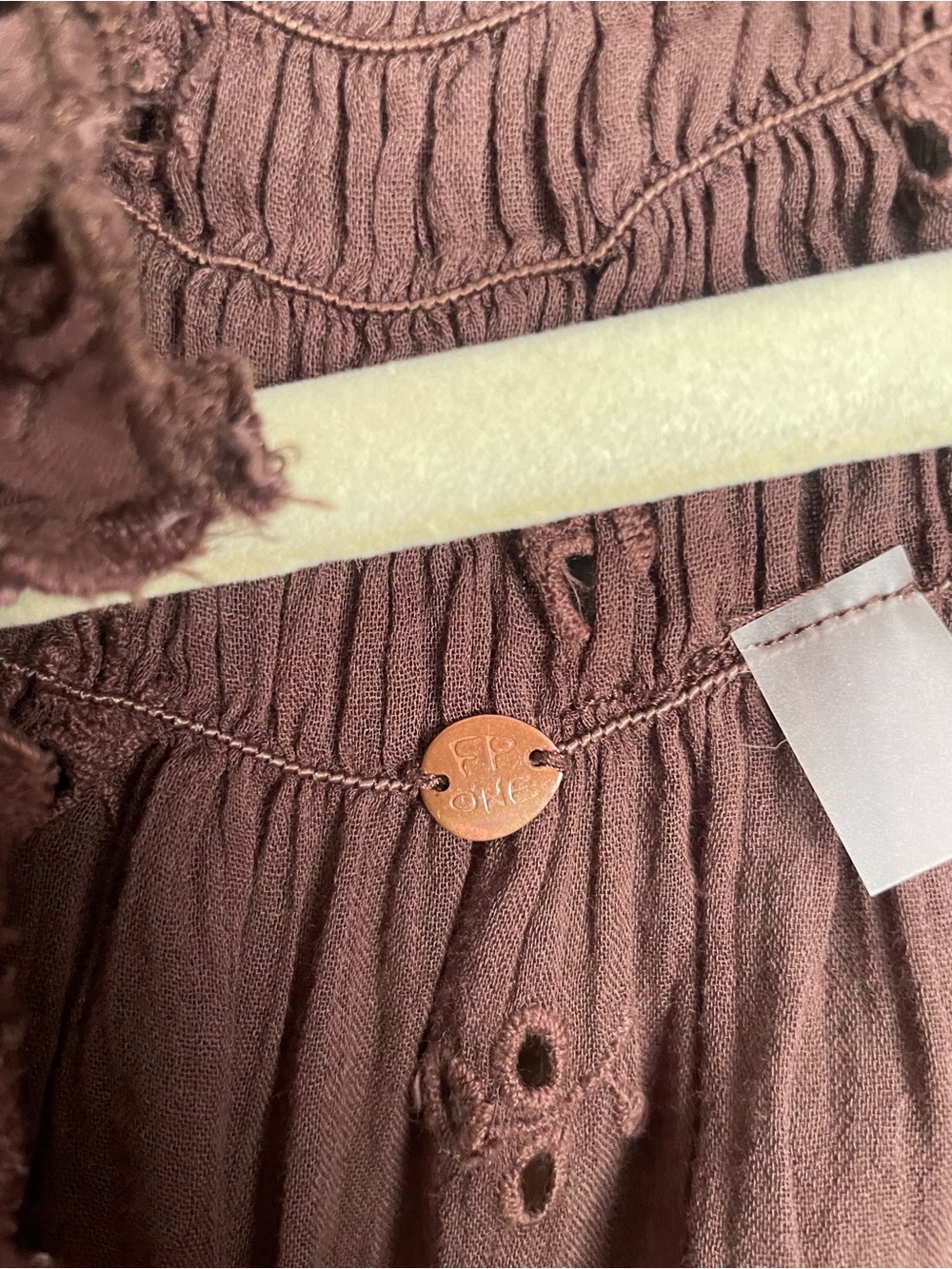 Free People Fp One Sigrid Blouse Top Shaved Chocolate Eyelet - Picture 3 of 4